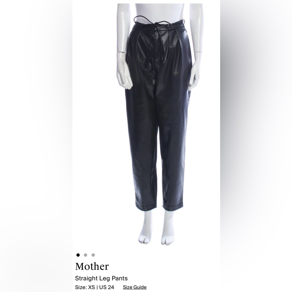MOTHER Black Faux Leather Straight Leg Pants